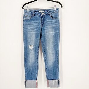Promod Blue Cropped Jeans with Distressed Style